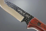 Kanetsune Enyou Tou Fixed Blade KB 166 AUS 8 Hammer Mark Acid Etched Stainless Blade Full Tang Brown Leather Belt Sheath by Kanetsune
