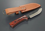 Kanetsune Enyou Tou Fixed Blade KB 166 AUS 8 Hammer Mark Acid Etched Stainless Blade Full Tang Brown Leather Belt Sheath by Kanetsune