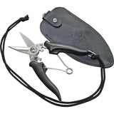 Kanetsune Camp Scissors KB652 Smooth Spring Action One Hand Unlock D Ring Handle Stainless 2 Inch Blades Leather Sheath by Kanetsune