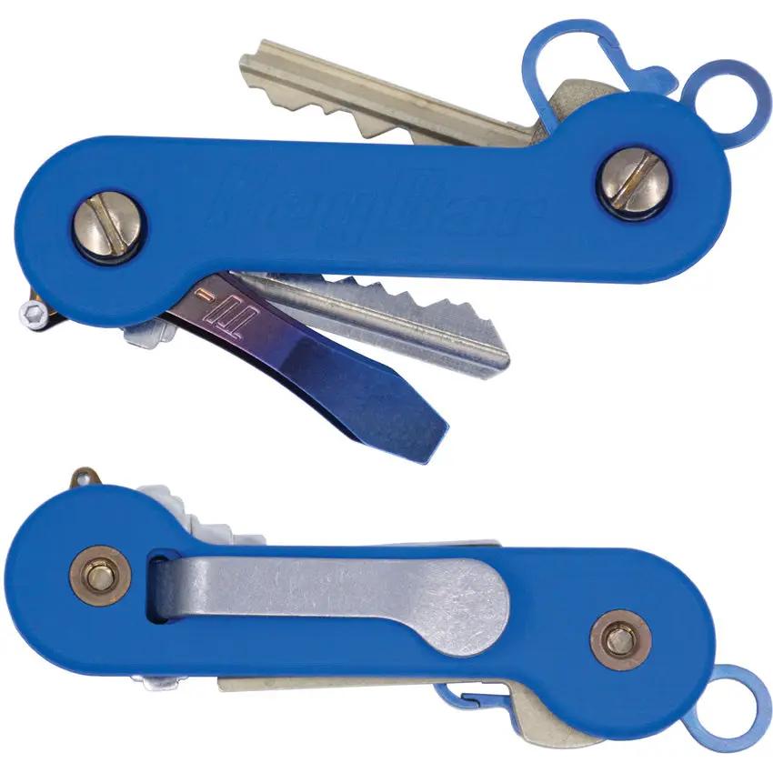 KeyBar G10 Blue Key Organizer - Adjustable Tension For Up To 12 Keys With Clip And Key Fob by KeyBar