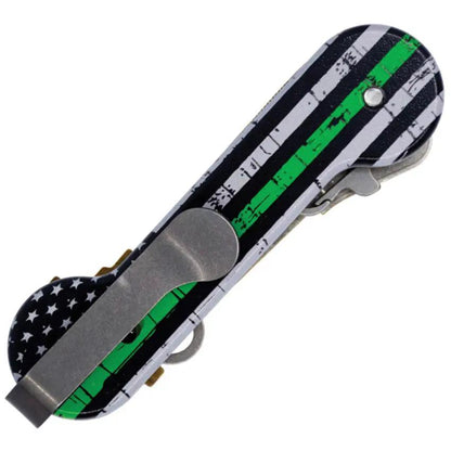 KeyBar Aluminum UV Thin Line Key Bar - Green Line UV Coating With Adjustable Tension Clip And Key Load Options by KeyBar