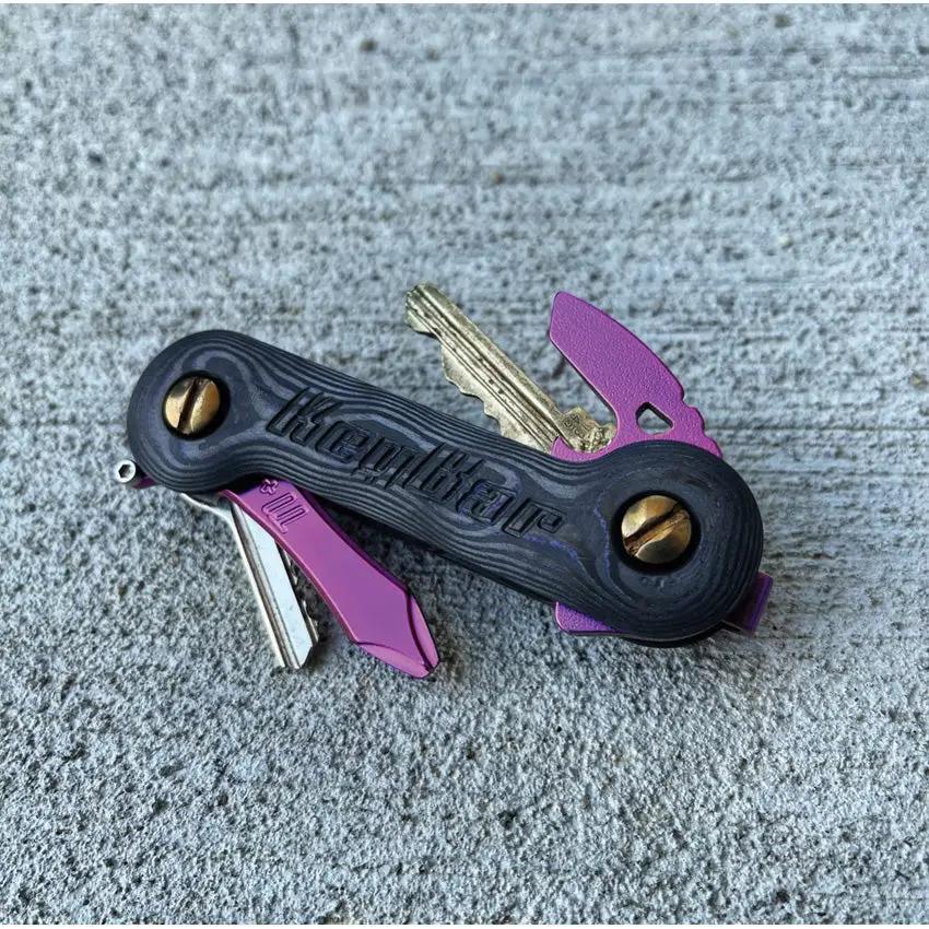 KeyBar Camo CF Purple - Adjustable Tension Key Organizer For Up To 12 Keys With Clip And Fob by KeyBar