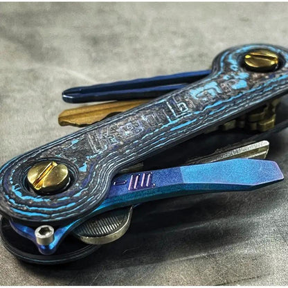 KeyBar Camo CF Blue Carbon Fiber Key Organizer With Adjustable Tension Holds Up To 12 Keys by KeyBar
