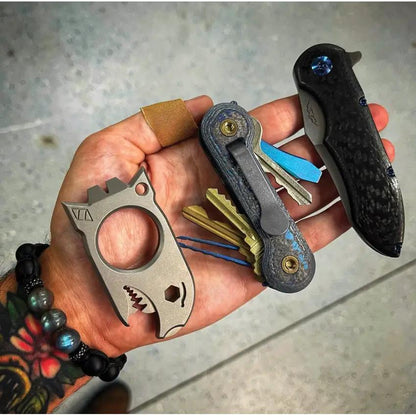 KeyBar Camo CF Blue Carbon Fiber Key Organizer With Adjustable Tension Holds Up To 12 Keys by KeyBar