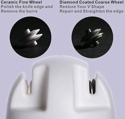 KitchenDAO Mini Knife Sharpener KD0373 - Compact One Hand Operation With Non Slip Base And Dual Wheel Sharpening by KitchenDAO
