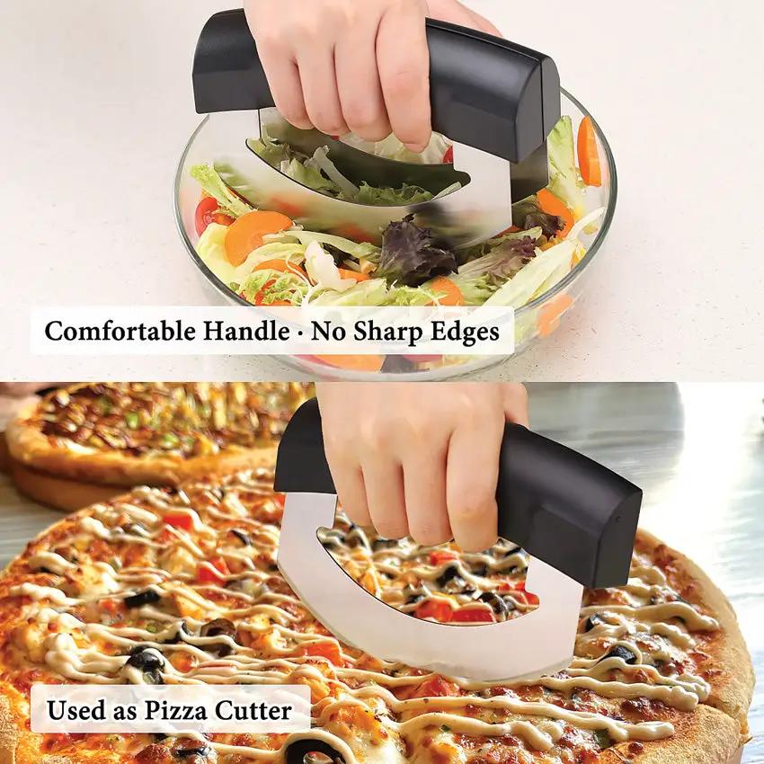KitchenDAO Dual Blade Mezzaluna Chopper KD0433 - Detachable, Dishwasher Safe, Comfortable Grip, Stainless Blades by KitchenDAO
