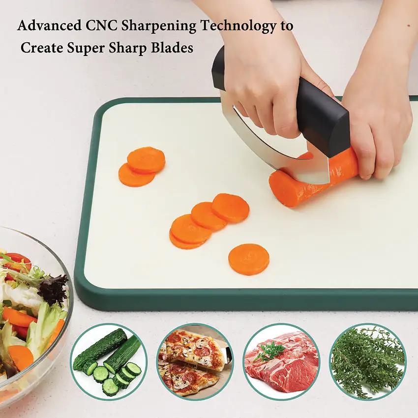 KitchenDAO Dual Blade Mezzaluna Chopper KD0433 - Detachable, Dishwasher Safe, Comfortable Grip, Stainless Blades by KitchenDAO