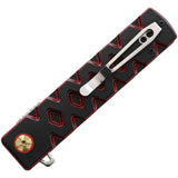Kensei Linerlock KE008 - 4 Inch Stainless Blade, Black Red G10 Handle, Extended Tang, Pocket Clip by Kensei
