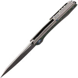 Ketuo Telson Framelock Knife - Premium Gray Titanium Handle Black And Green G10 Inlays Bohler M390 3.63in Blade EDC by Ketuo