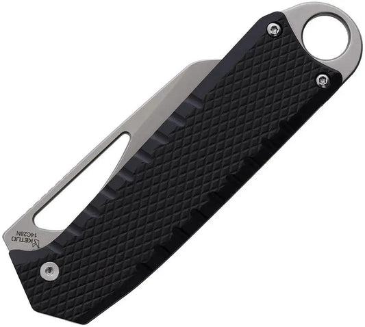 Ketuo Ventr Button Lock Folding Knife - Satin 14C28N Tanto Blade With Black G10 Handle For EDC Outdoors by Ketuo