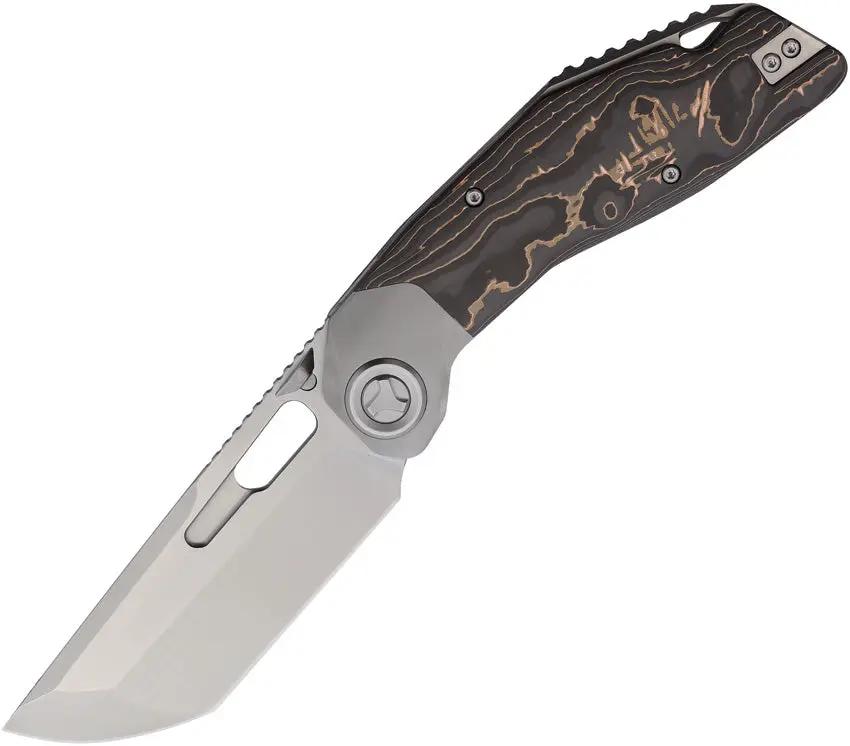 Ketuo Yakuza Framelock Knife With Premium M390 Bead Blast Blade And Titanium Handle Copper Foil Carbon Fiber Inlay For EDC Enthusiasts by Ketuo