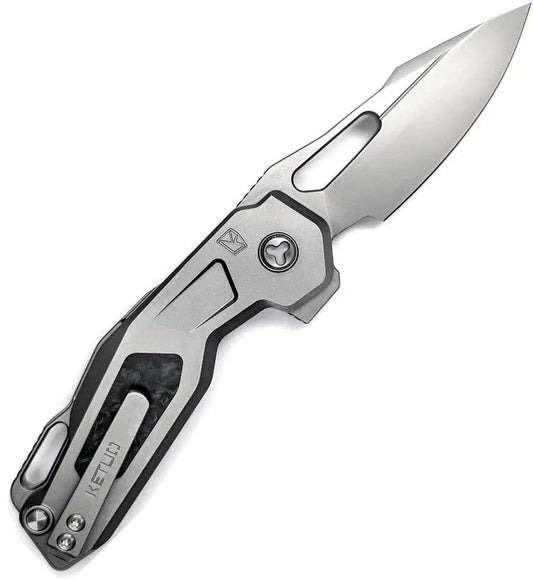 Ketuo Mini Griffin Button Linerlock Knife With M390 Blade Titanium Carbon Fiber Inlay - Ultra Compact EDC by Ketuo
