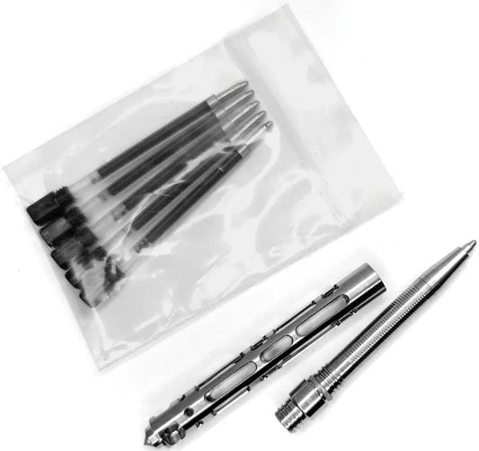 Ketuo Ti Gray Tactical Pen - Titanium Glass Breaker, EDC Ready 2-Piece Design With 5 Cartridges by Ketuo