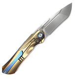 Ketuo Illusion Framelock Titanium Knife - Gold TiNi Finish with M390 Drop Point Blade for EDC Enthusiasts by Ketuo