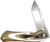 Ketuo Illusion Framelock Titanium Knife - Gold TiNi Finish with M390 Drop Point Blade for EDC Enthusiasts by Ketuo