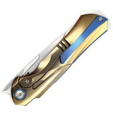 Ketuo Illusion Framelock Titanium Knife - Gold TiNi Finish with M390 Drop Point Blade for EDC Enthusiasts by Ketuo