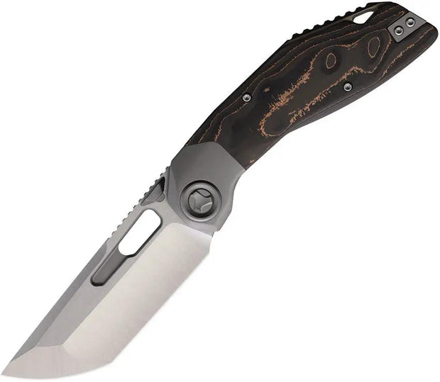 Ketuo Yakuza Framelock EDC Knife With Premium M390 Tanto Blade Stonewash Titanium Handle Copper Fiber Inlay by Ketuo