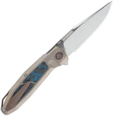 Ketuo Bratva Linerlock Mirror 5in Closed EDC Knife - M390 Blade With Titanium Handle Blue Marble Carbon Fiber Inlay by Ketuo