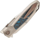 Ketuo Bratva Premium EDC Linerlock Knife Satin M390 Blade Bead Blast Titanium Handle And Blue Marble Carbon Fiber Inlay by Ketuo