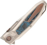 Ketuo Bratva Linerlock Knife - Premium M390 Blade With Titanium Bead Blast And Blue Marble Carbon Fiber Inlay For EDC by Ketuo