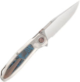 Ketuo Bratva Linerlock Knife - Premium M390 Blade With Titanium Bead Blast And Blue Marble Carbon Fiber Inlay For EDC by Ketuo
