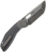 Ketuo Yakuza Linerlock Knife - Black G10 Handle With 14C28N Sandvik Tanto Blade And Carbon Fiber Bolsters by Ketuo