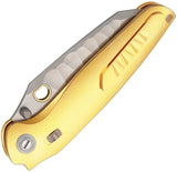 Ketuo Dirty Bird Button Lock Knife - Gold Titanium Handle, M390 Blade With Safety Lock For EDC Enthusiasts by Ketuo