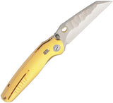 Ketuo Dirty Bird Button Lock Knife - Gold Titanium Handle, M390 Blade With Safety Lock For EDC Enthusiasts by Ketuo