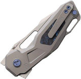 Ketuo Mini Griffin Button Lock Knife - 3 Inch Satin M390 Blade With Blue Marble Carbon Fiber Titanium Handle For EDC by Ketuo