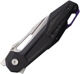 Ketuo Griffin Linerlock Knife - EDC Ready Satin 3.5 Inch Blade With Black G10 And Shredded Carbon Fiber Inlay by Ketuo