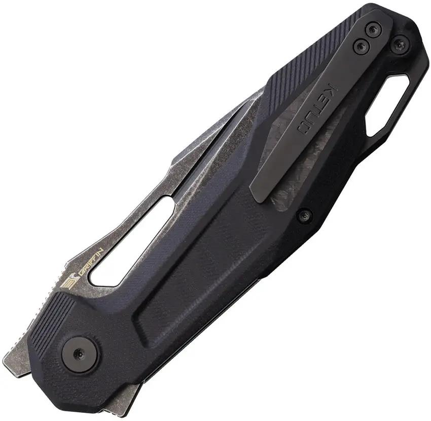 Ketuo Griffin Linerlock Knife G10 Black With Carbon Fiber Inlay 14C28N Everyday Carry Ready EDC by Ketuo