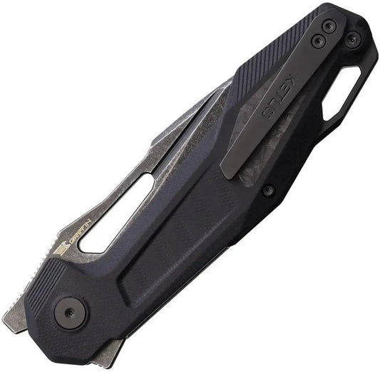 Ketuo Griffin Linerlock Knife G10 Black With Carbon Fiber Inlay 14C28N Everyday Carry Ready EDC by Ketuo