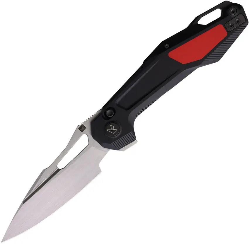 Ketuo Griffin Linerlock Knife With 14C28N Satin Blade Black Red G10 Handle Extended Tang EDC by Ketuo