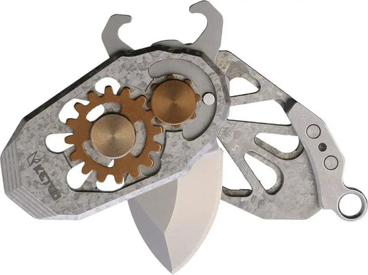 Ketuo Beetle Folder Crystalized Silver Titanium Handle EDC Knife - M390 Blade Bottle Opener for Everyday Carry by Ketuo