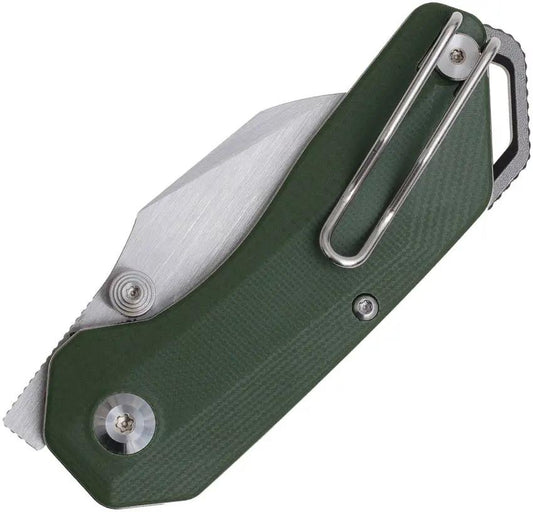 Ketuo Rhapsody Button Lock Knife - Slim EDC With Green G10 Handle And Satin 14C28N Reverse Tanto Blade by Ketuo