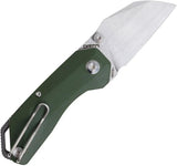 Ketuo Rhapsody Button Lock Knife - Slim EDC With Green G10 Handle And Satin 14C28N Reverse Tanto Blade by Ketuo