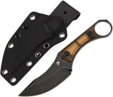 Kansept Knives Niko Fixed Blade Knife - Amber PEI Handle With D2 Tool Steel Clip Point Finger Ring And Full Tang by Kansept Knives