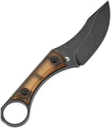Kansept Knives Niko Fixed Blade Knife - Amber PEI Handle With D2 Tool Steel Clip Point Finger Ring And Full Tang by Kansept Knives