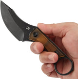 Kansept Knives Niko Fixed Blade Knife - Amber PEI Handle With D2 Tool Steel Clip Point Finger Ring And Full Tang by Kansept Knives