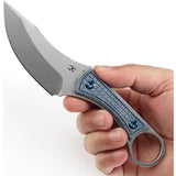 Kansept Knives Niko Fixed Blade - Blue Micarta Handle with D2 Tool Steel Clip Point Full Tang by Kansept Knives