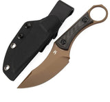 Kansept Knives Niko Fixed Blade Twill CF - Rose Coated D2 Tool Steel Clip Point Blade Tang Finger Ring Kydex Sheath by Kansept Knives