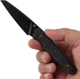 Kansept Knives Parr Fixed Blade Shred CF - CPM S35VN Sheepsfoot, Full Tang, Black Kydex Sheath by Kansept Knives