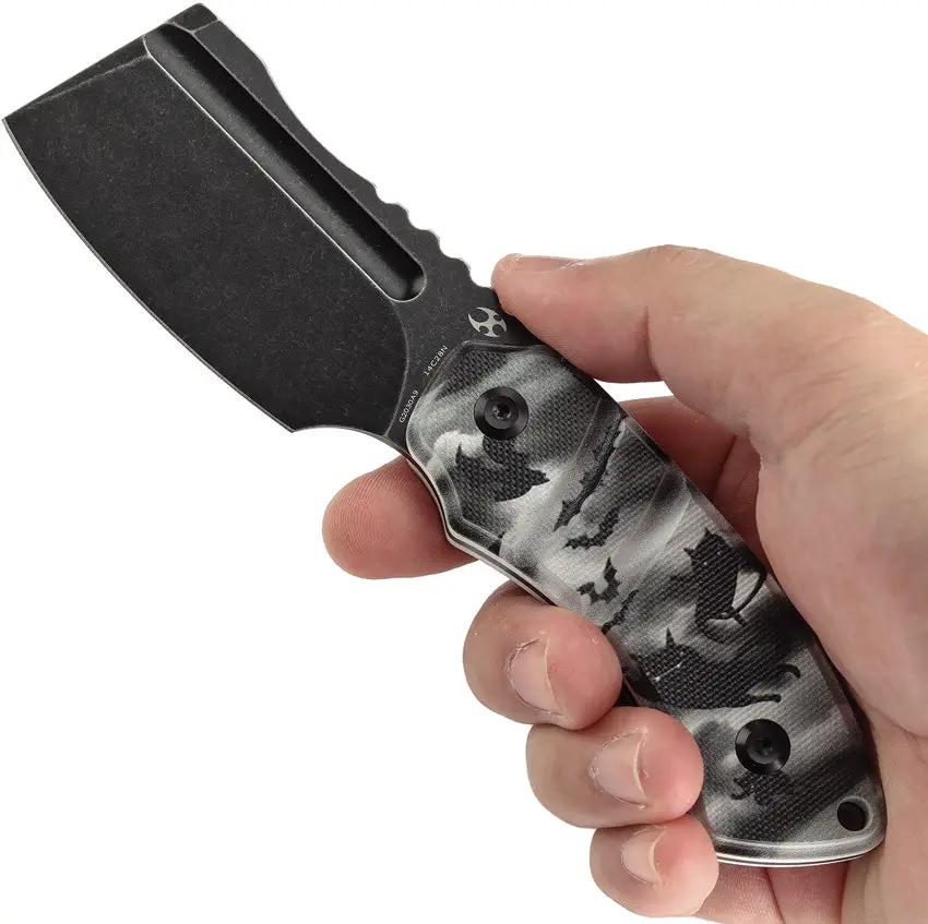 Kansept Knives Korvid S Fixed Blade Black Cat Handle - 14C28N Sandvik Blade Full Tang EDC Knife With Black Kydex Sheath by Kansept Knives