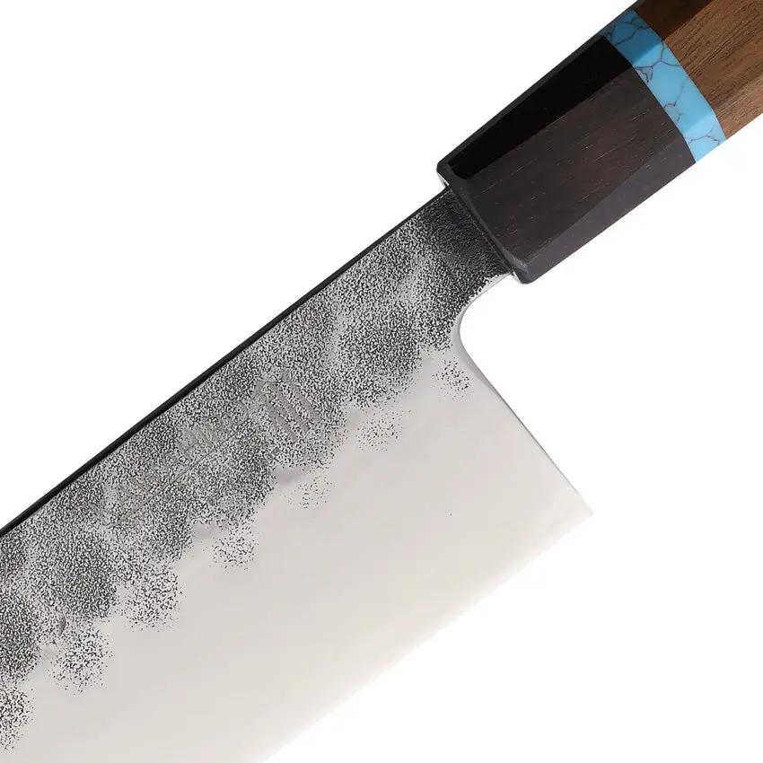 Ketuo Kawahiro Cleaver KH6610 Premium VG10 Core Three Layer Steel With Ruby Ebony Turquoise Handle For Gourmet Cooks by Ketuo
