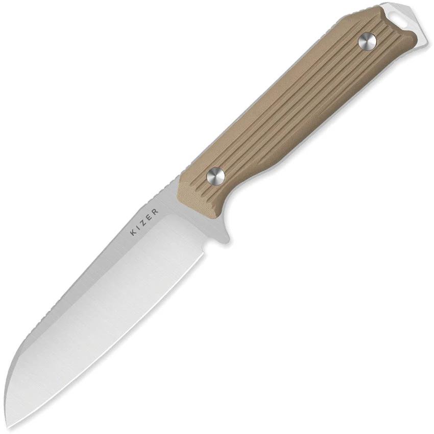Kizer Begleiter Fixed Blade Knife Tan G10 AEB-L Satin 3.75in Blade Glass Breaker EDC Outdoor by Kizer Cutlery
