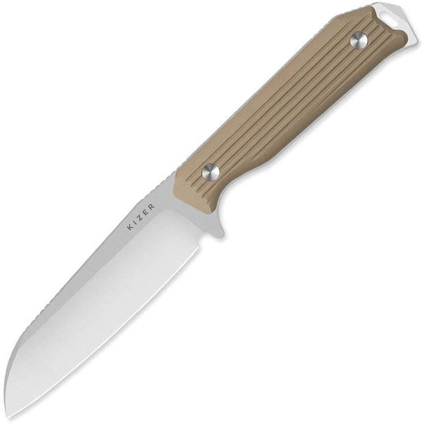Kizer Begleiter Fixed Blade Knife Tan G10 AEB-L Satin 3.75in Blade Glass Breaker EDC Outdoor by Kizer Cutlery