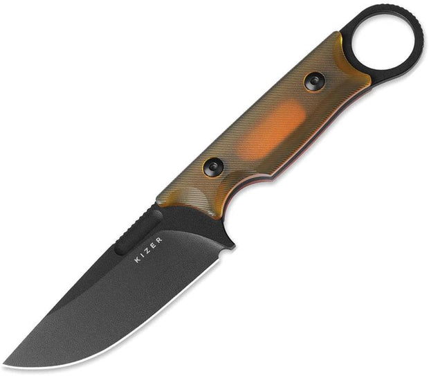 Kizer Cutlery Little Rhino Fixed Blade Knife Nitro V Cleaver Amber PEI Handle for Outdoor Enthusiasts by Kizer Cutlery