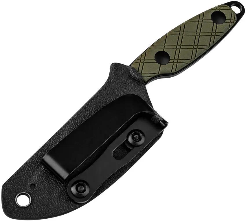 Kizer Cutlery Muskrat Fixed Blade Knife D2 Tool Steel 3.13 Inch Black PVD Coated With Green G10 EDC Neck Sheath by Kizer Cutlery