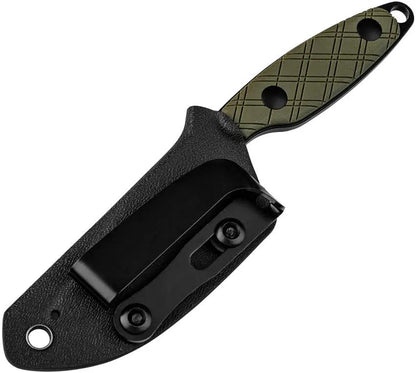 Kizer Cutlery Muskrat Fixed Blade Knife D2 Tool Steel 3.13 Inch Black PVD Coated With Green G10 EDC Neck Sheath by Kizer Cutlery