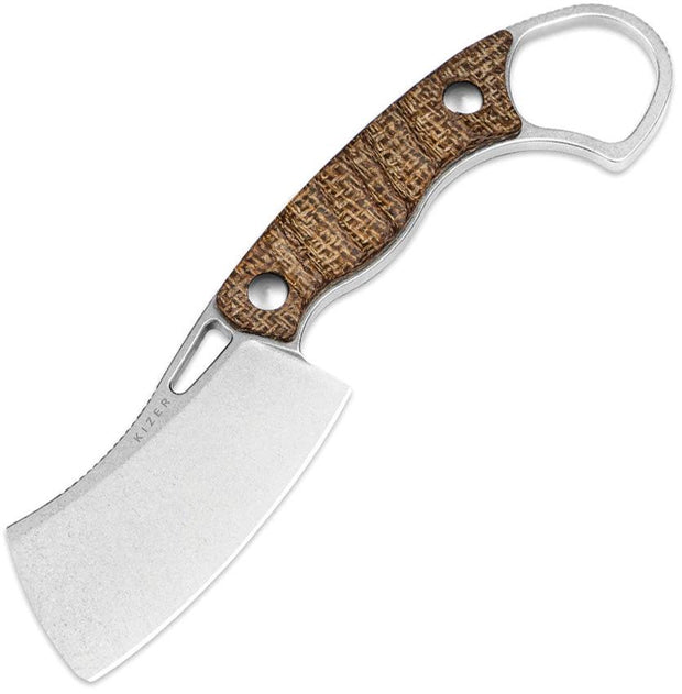 Kizer Cutlery Little Rhino Fixed Blade Knife 2.75in AEB-L Cleaver Style For Outdoor Enthusiasts Micarta Handle by Kizer Cutlery